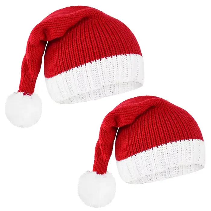 Bonnet de Noël tricoté 2026 avec pompon mignon
