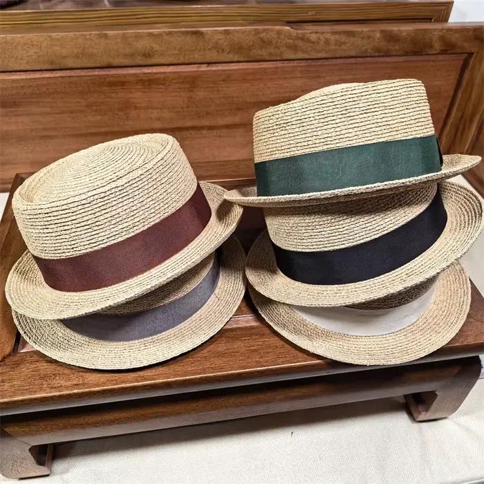 Chapeau Porkpie classique en paille pour homme et femme