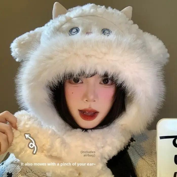 Mignon chaud petit mouton en peluche chapeau dessin animé épaissi oreille Protection