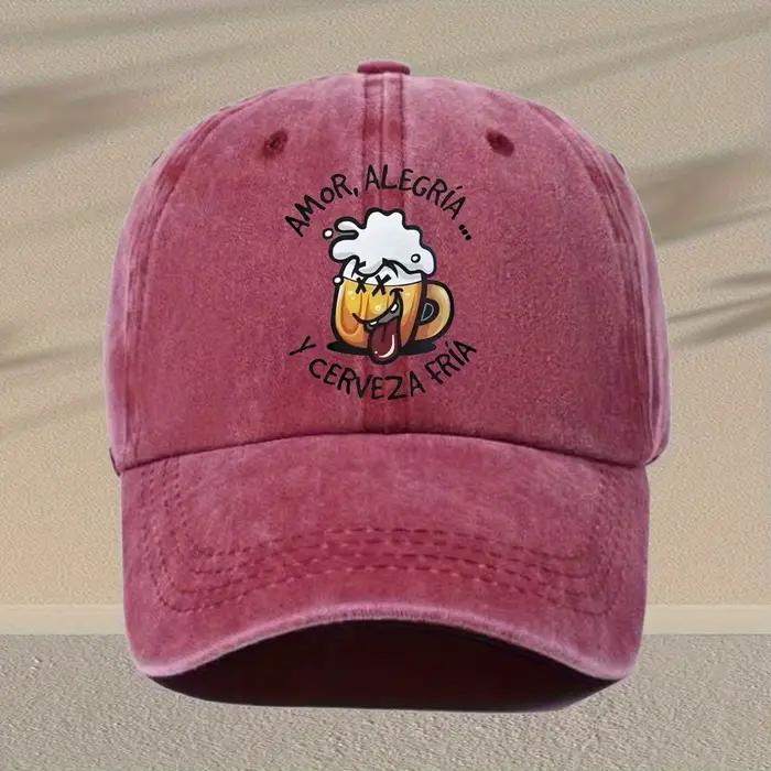 Casquette de baseball rétro avec motif en verre de bière
