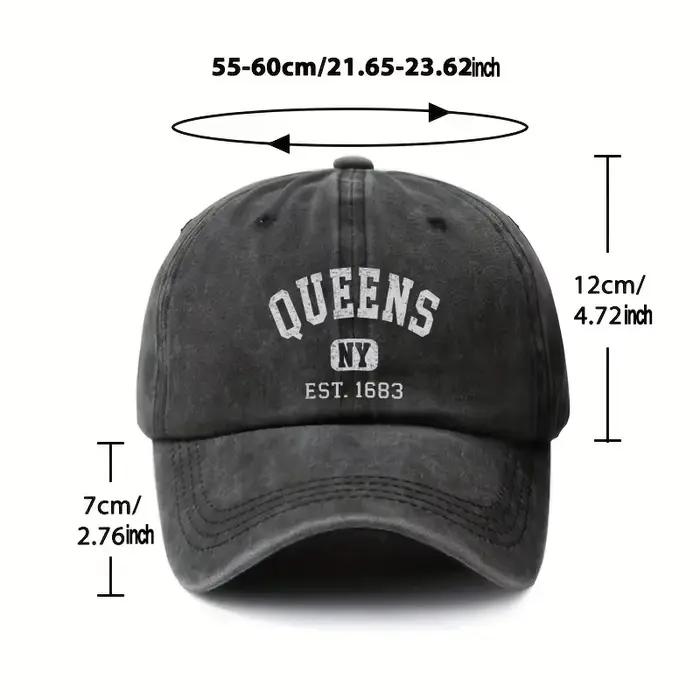 Chapeau délavé Queens NY EST 1683 casquette anti-UV coton unisexe pour hommes femmes usages multiples occasions spéciales