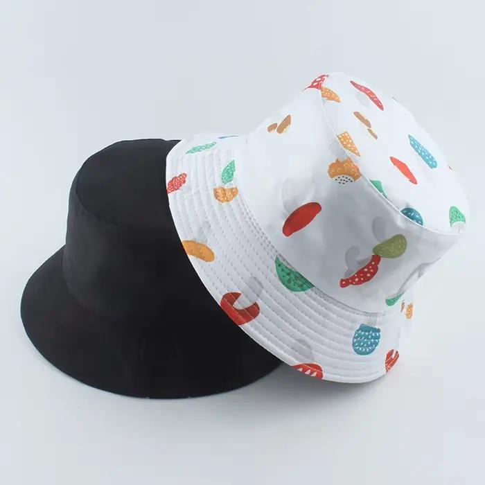 Chapeau seau Panama pliable imprimé champignon