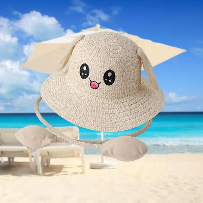 Chapeau de paille pare-soleil d'oreille de lapin