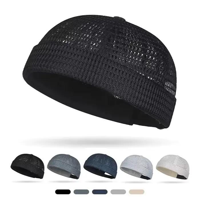 Casquette Docker sans bord en maille respirante ultra-légère réglable pour hommes printemps été hip hop marin