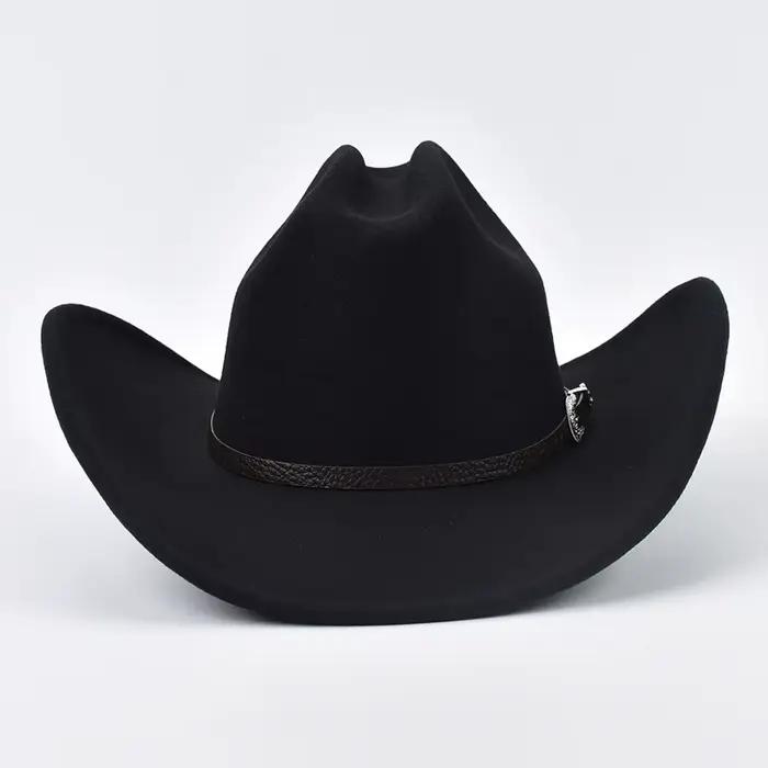 Chapeau de Cowboy occidental unisexe avec cuir