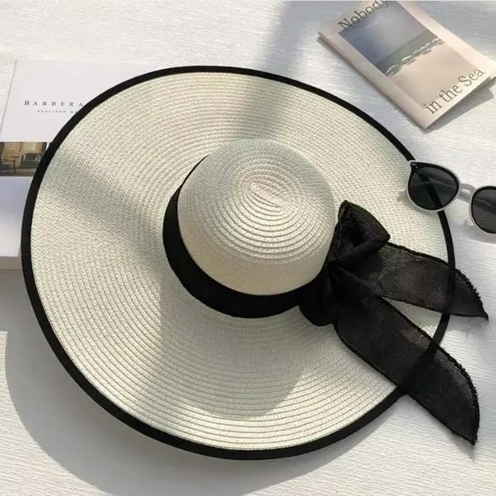 Chapeau de paille décontracté à large bord pour femme