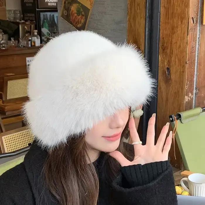 Nouvelle mode femme casquette de fourrure chapeau