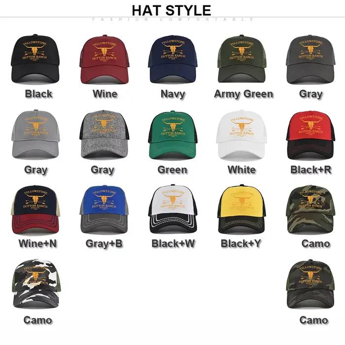 Nouveau YELLOWSTONE respirant Baseball chapeau hommes femmes Sports de plein air maille camionneur casquettes réglable lettre impression coton crème solaire chapeaux