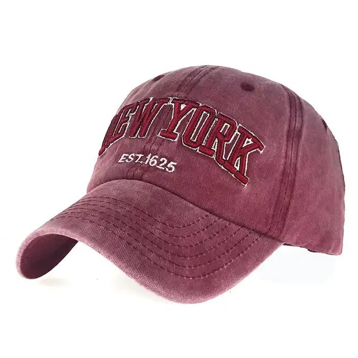 Vente chaude Chapeau Nouveau Printemps Et Automne Lavé Tissu Casquette De Baseball Brodé Lettres New York
