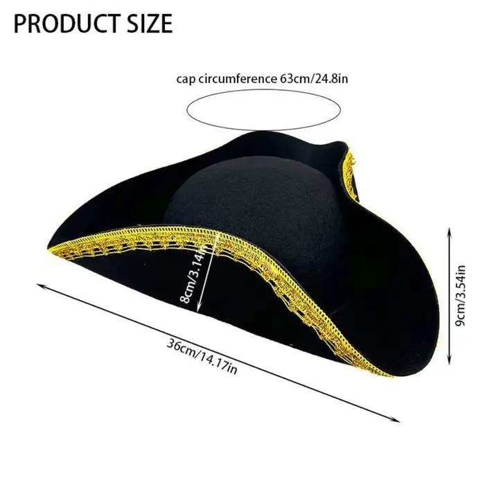 Chapeau Cosplay Pirate Tricorne Habiller Scène Performance Capitaine Décoration Drôle Adulte Polyester Occasion Spéciale Hommes Femmes