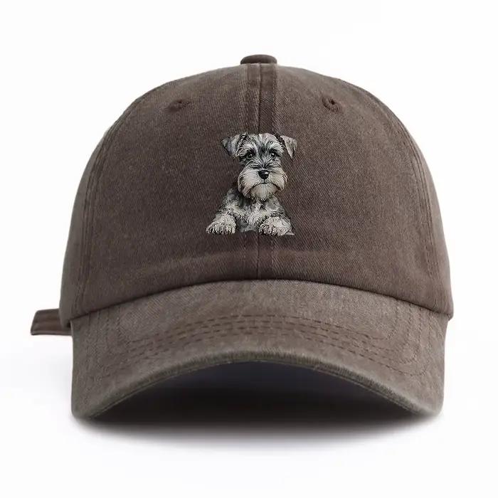 Casquette de Baseball délavée imprimée Schnauzer pour adultes