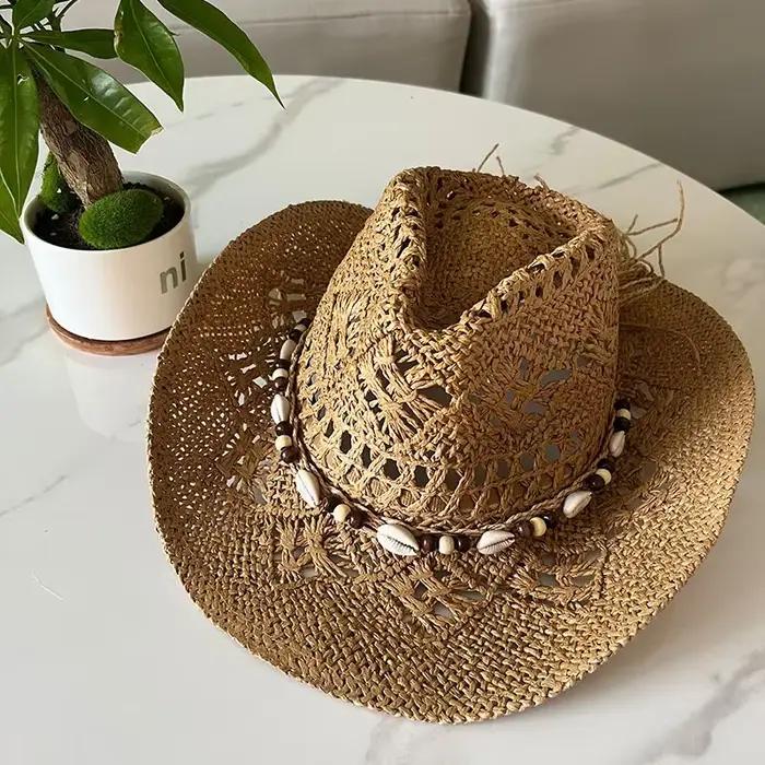 Chapeau de paille bohème d'été pour femmes et hommes