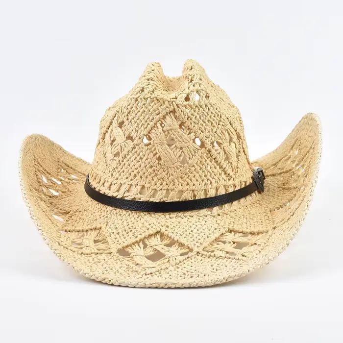 Chapeau de paille de Style occidental Vintage pour hommes et femmes