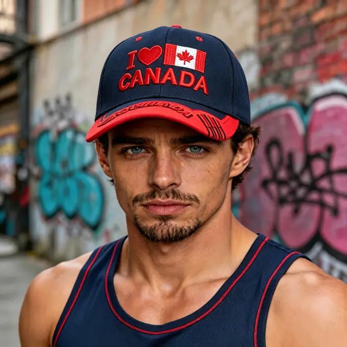 Casquette de baseball brodée drapeau du Canada pour homme