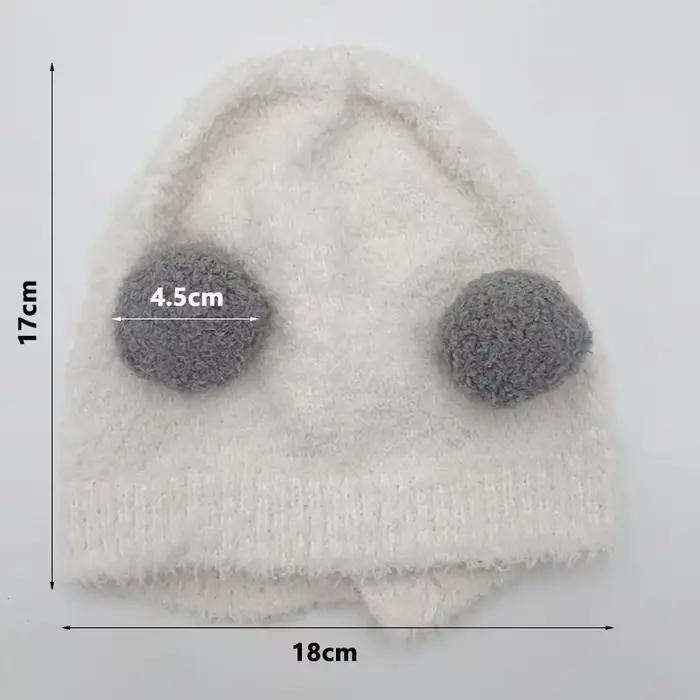 Mignon hiver chaud enfants fille garçons bébé chapeaux polaire laine ourlet casquettes avec boule solide