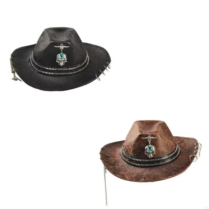 Chapeau seau élégant avec embellissement chaîne gothique
