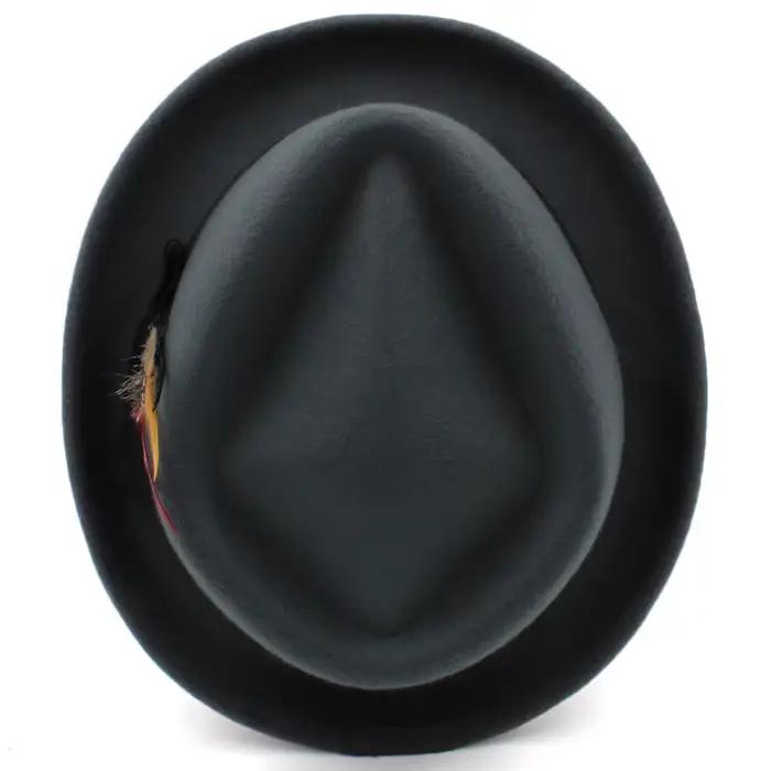 Losange couronne trilby chapeaux pour hommes classique plume
