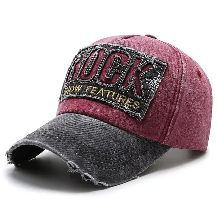 Casquette en denim shabby avec lettres délavées pour hommes et femmes