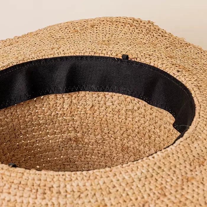 Chapeau de paille en raphia naturel pour femme, chapeau de plage, chapeau de soleil, protection solaire, bord large, style décontracté, occasions estivales, voyage, plage, festival, randonnée