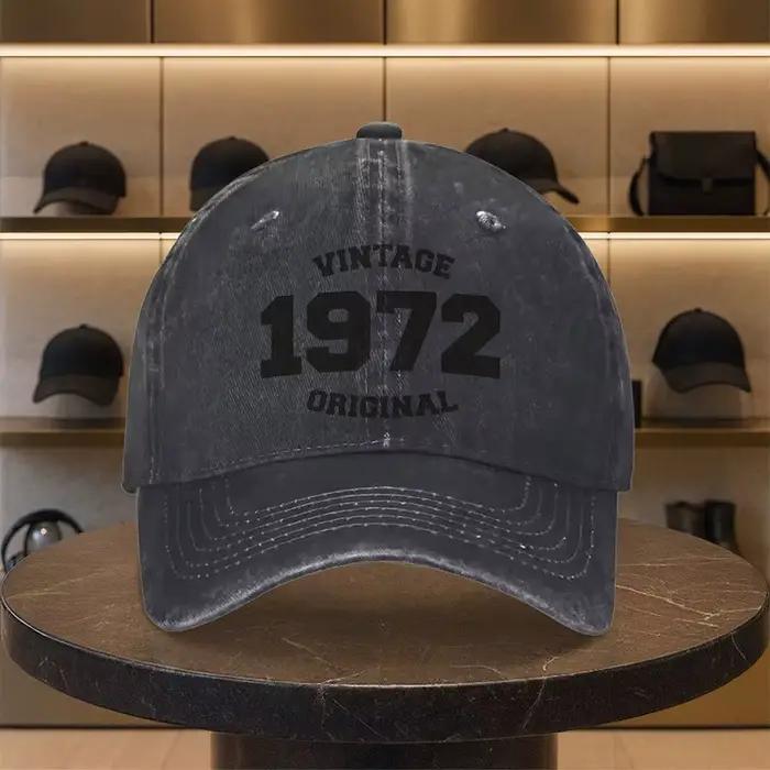 Casquette de baseball unisexe délavée à imprimé numérique vintage 1972