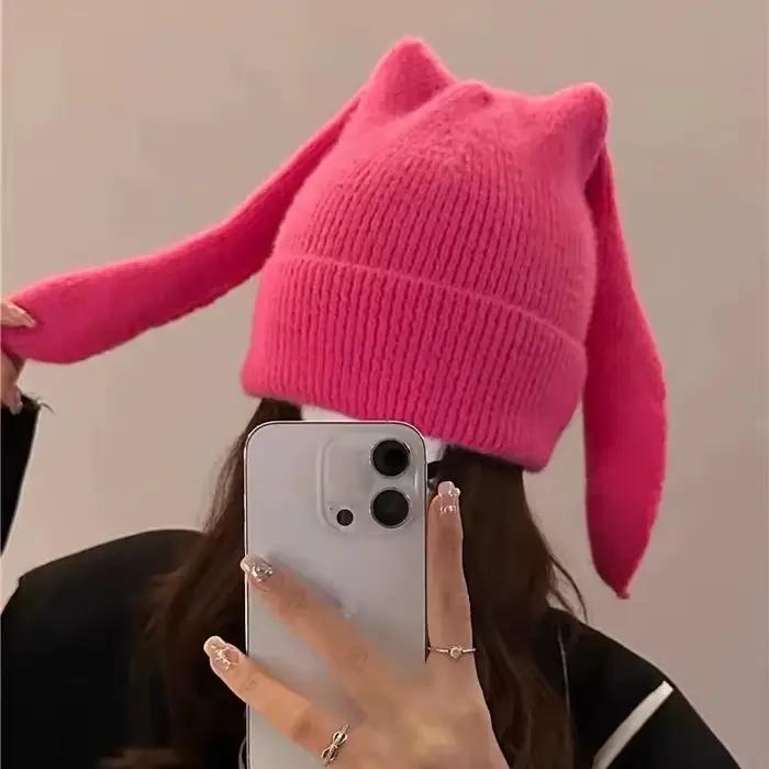 Chapeau d'oreille longue Crochet tricoté chapeaux mignon lapin