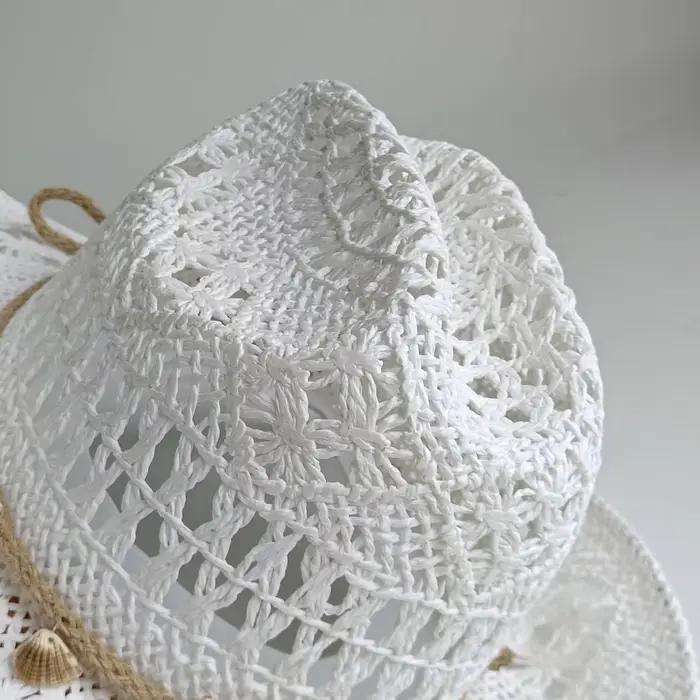 Chapeau de cowboy western en paille à double concavité pour femmes et hommes