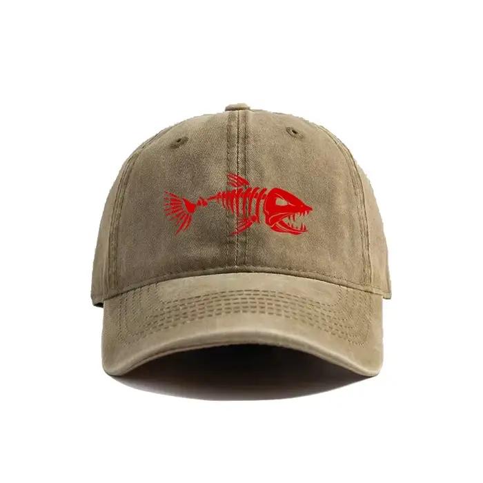 Casquette de Baseball en arête de poisson été en détresse papa chapeaux hommes pêche en plein air squelette os