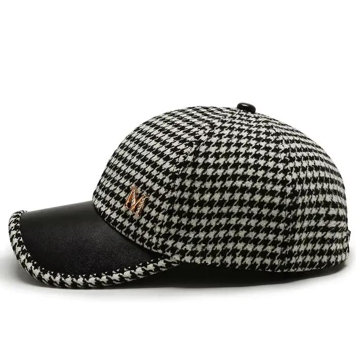 Casquette de baseball à carreaux pour femmes garde au chaud coupe-vent tendance sauvage hiver occasionnels