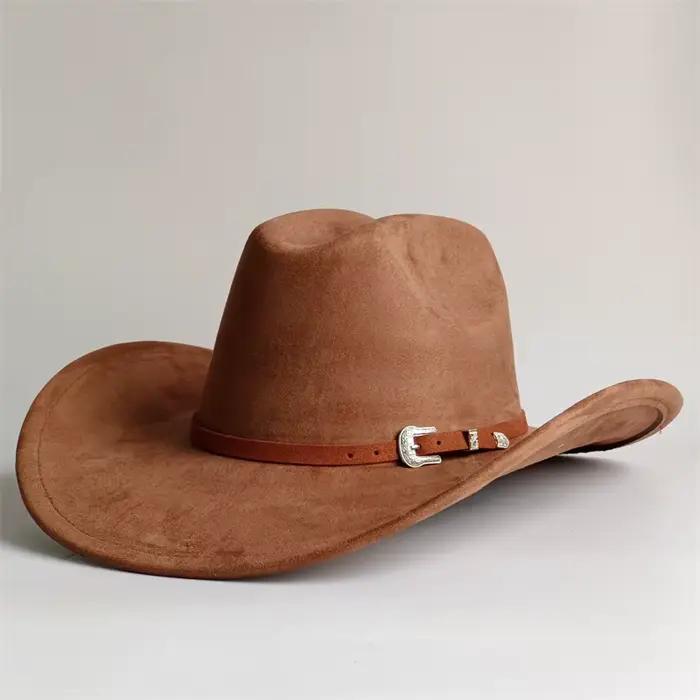 Chapeau de cowboy en daim à large bord roulé style western