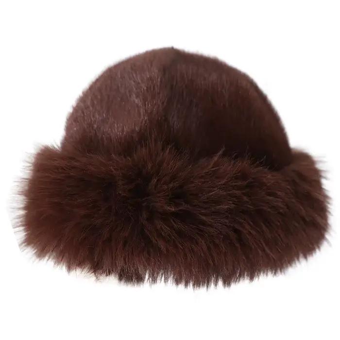 Chapeau Bob Coréen Tendance en Fausse Fourrure Épaisse