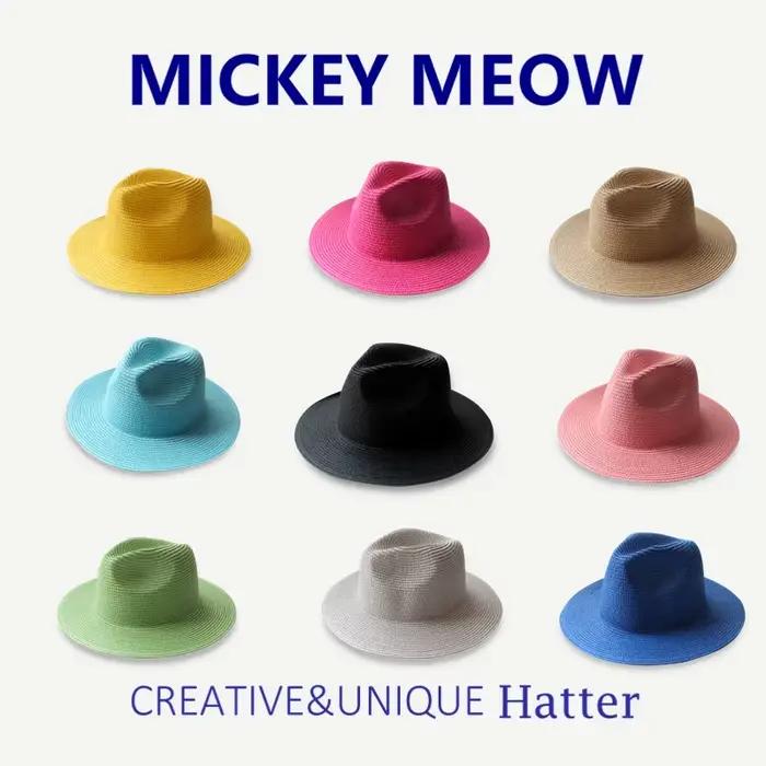 Mode grande taille 59 60 cm dix couleurs Jazz chapeau de paille été femmes hommes large bord plage casquette de soleil