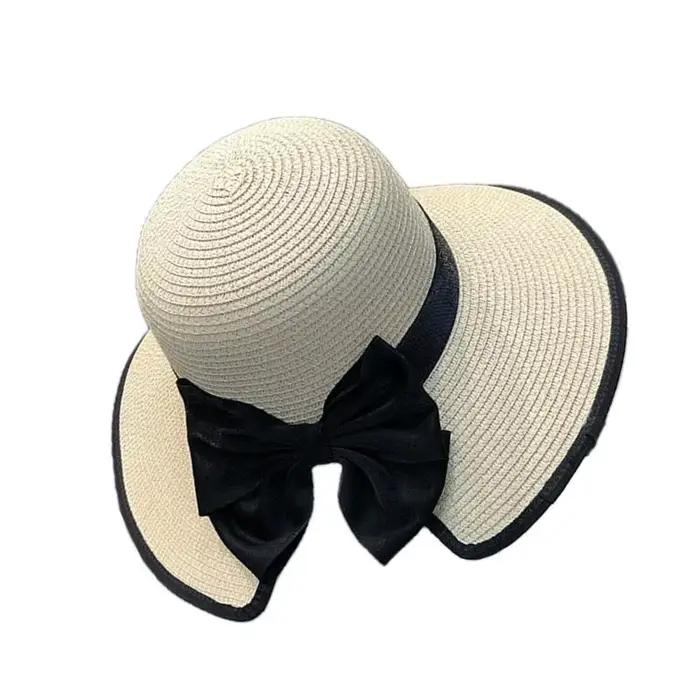 Chapeau paille à nœud papillon multi-usage 39BD