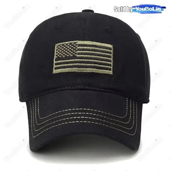 Casquette de Baseball en coton brodé drapeau américain
