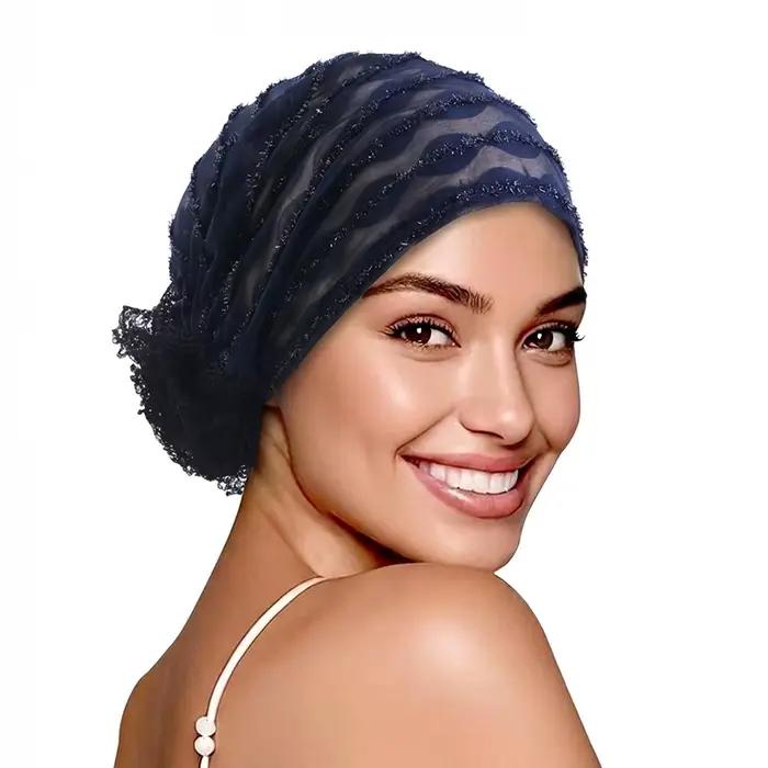 Nouveau Turban en Dentelle Florale pour Femme Printemps-Automne