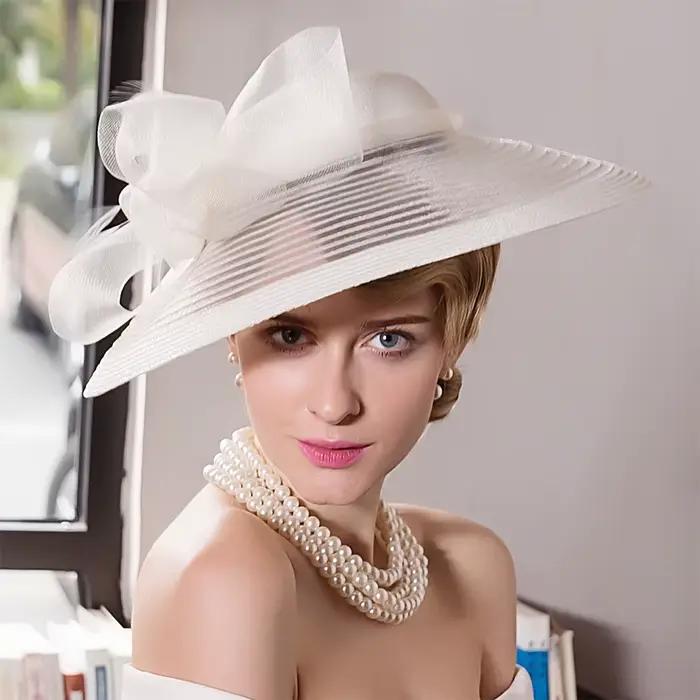 Chapeau Fedora FS élégant pour femmes à large bord polyvalent pour mariage, cérémonies et soirées de gala