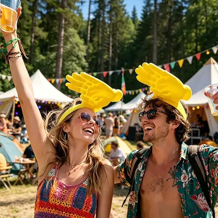 Nouveau et original bandeau chapeau de soleil jaune en forme de main – idéal pour les fêtes sur la plage
