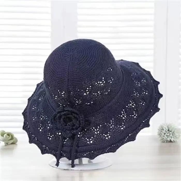 Chapeau de soleil respirant de style français avec large bord en crochet