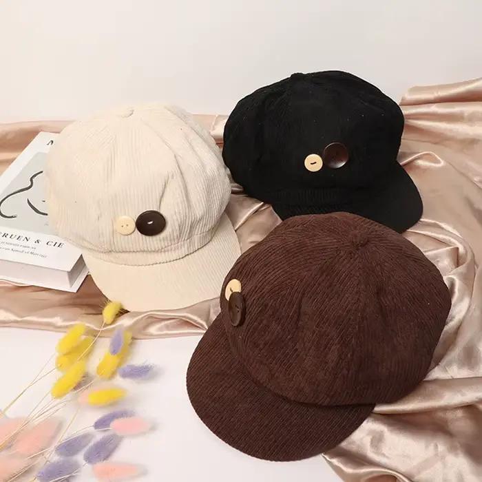 RICYGVM – casquette octogonale en velours côtelé pour femmes