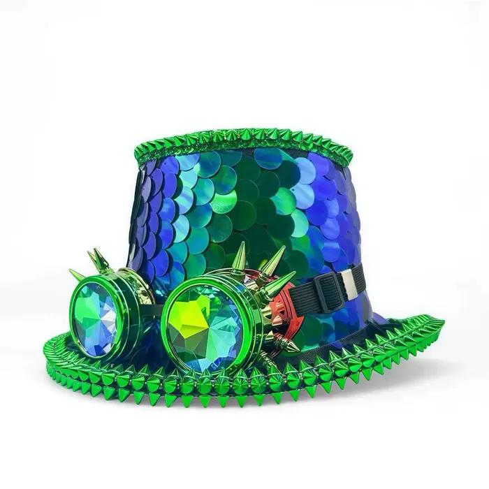 Vert léopard Steampunk haut-de-forme pour homme