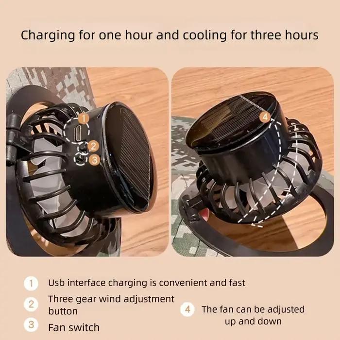 Chapeau de soleil anti-UV avec ventilateur solaire