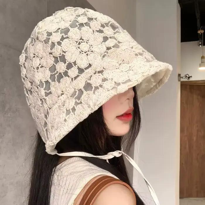 Chapeaux Bob Mori Niche en Maille à Motif Floral pour Femme – Protection Solaire Respirante et Légère pour l'Été
