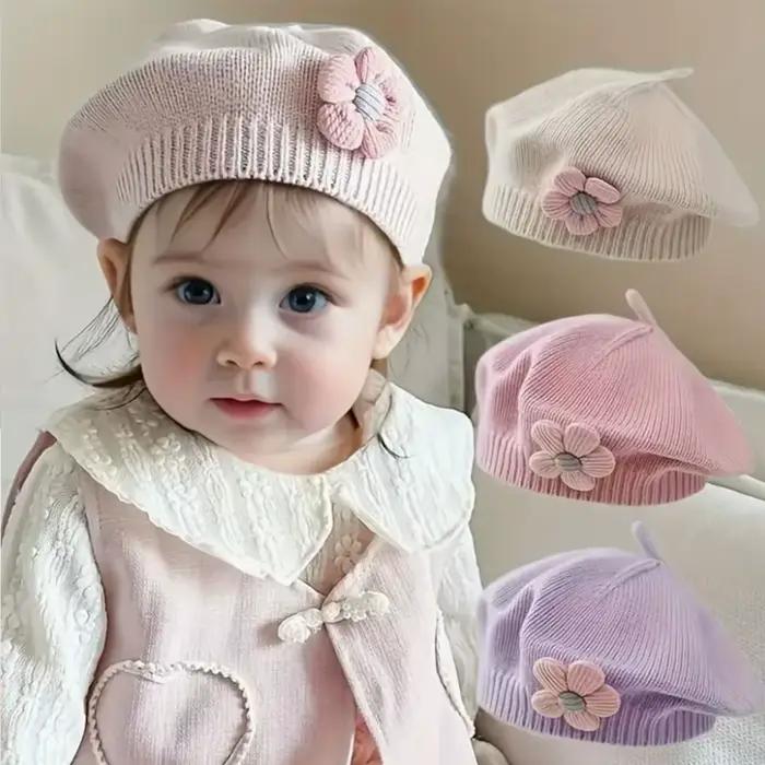 Béret à fleurs mignon pour bébés filles de 0 à 4 ans