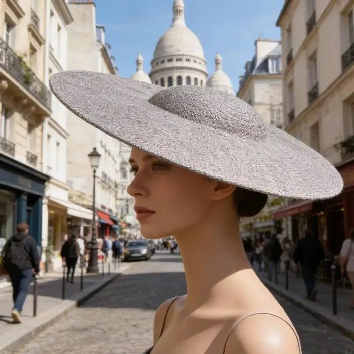 Chapeau Bibi pour Femmes Style Américain Imprimé en Lin Textile de Haute Qualité Polyvalent pour Mariages et Fêtes Occasions Spéciales