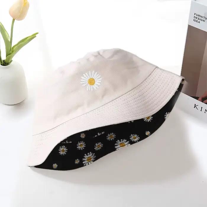 Chapeau de pêcheur Double face à petites fleurs de marguerite