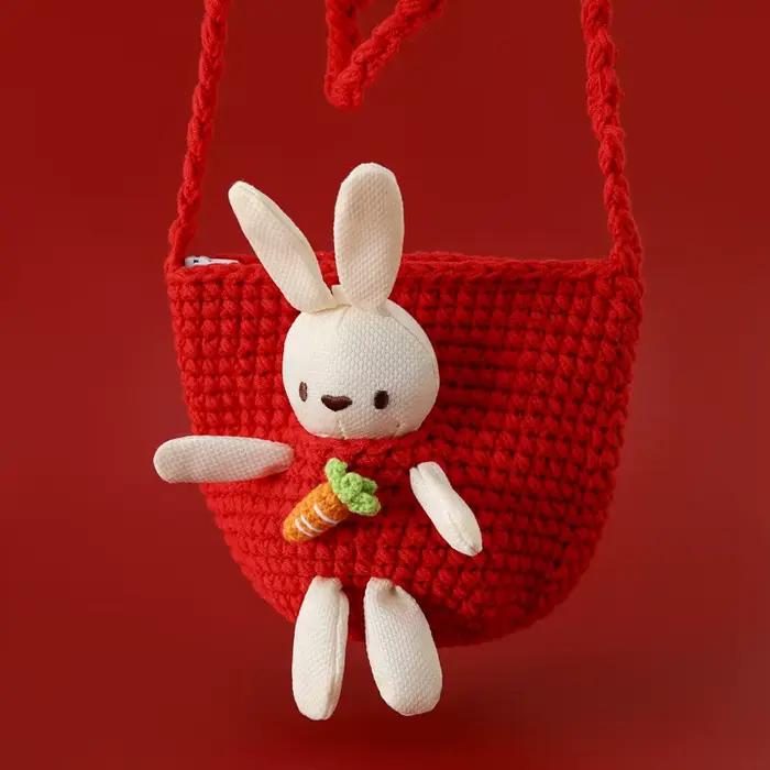 Crochet fait à la main mignon rose jupe lapin enfants herbe chapeau princesse