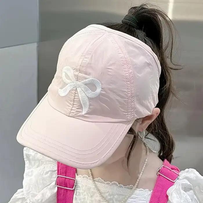 Casquette de baseball brodée avec nœud pour enfant et adulte, polyester, sangle réglable, protection solaire, voyage, quatre saisons
