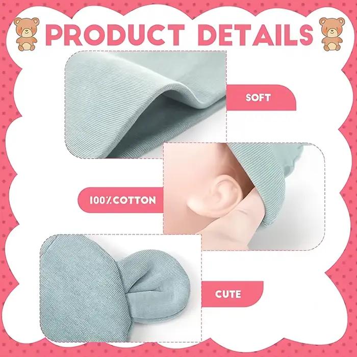 Chapeau d'ours en coton mignon réglable pour bébés 0-1 ans occasions spéciales protection solaire et absorption de la sueur