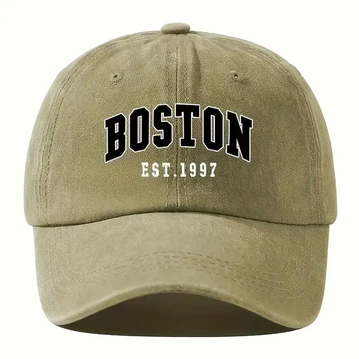 Nouvelle casquette de baseball rétro lavable avec imprimé BOSTON