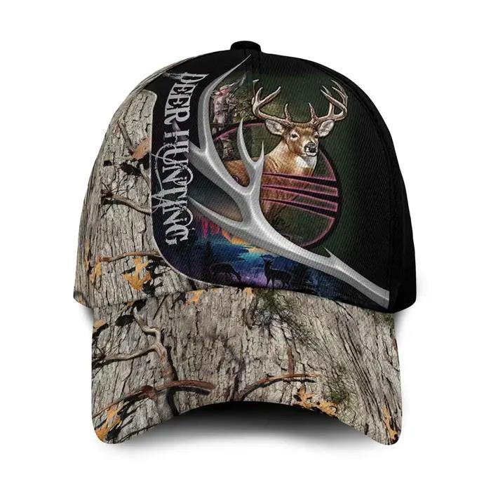 Casquette de baseball de camouflage de chasse avec tête de cerf et conception de bois pour adulte ajustable pour chasse et plein air style sport et tendance unisexe