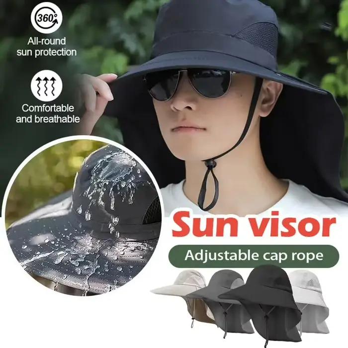 Chapeau de soleil à large bord avec protection du cou pour hommes et femmes